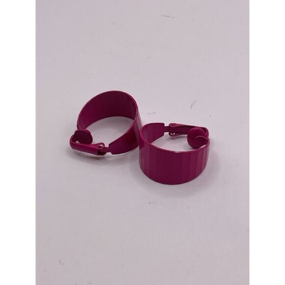 Pink Clip-On Hoop Earrings For Women - Picture 1 of 2